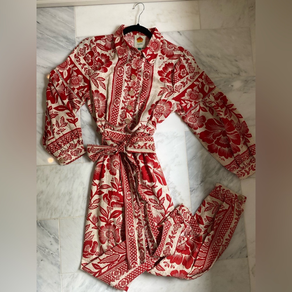 Farm Rio Red Pineapple Garden Jumpsuit